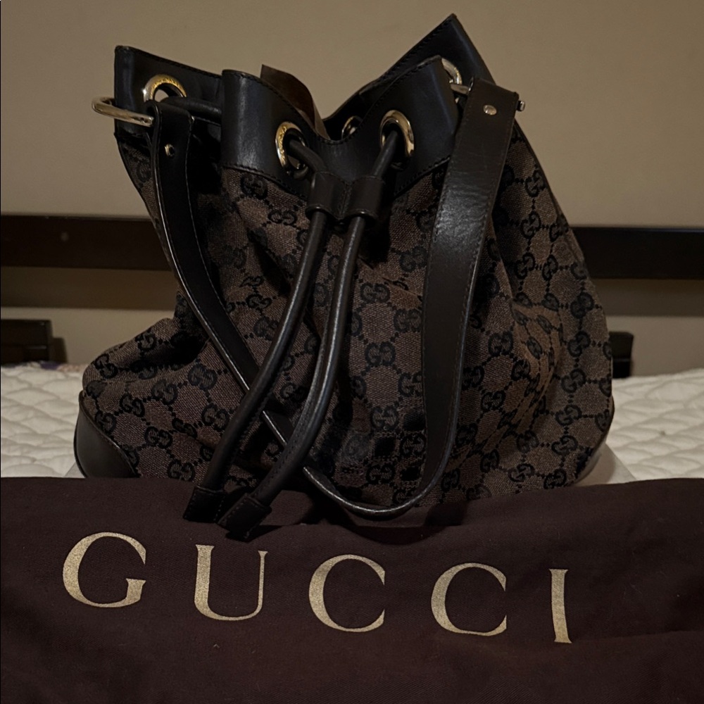 Gucci Black and Brown Hobo Bag
